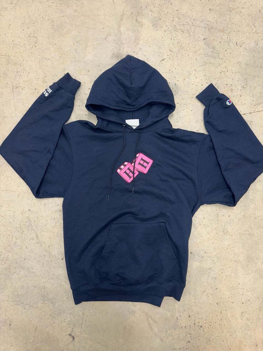 Happy Head Marketing x Champion Custom Fuzzy Dice Embroidered Pullover Hoodie